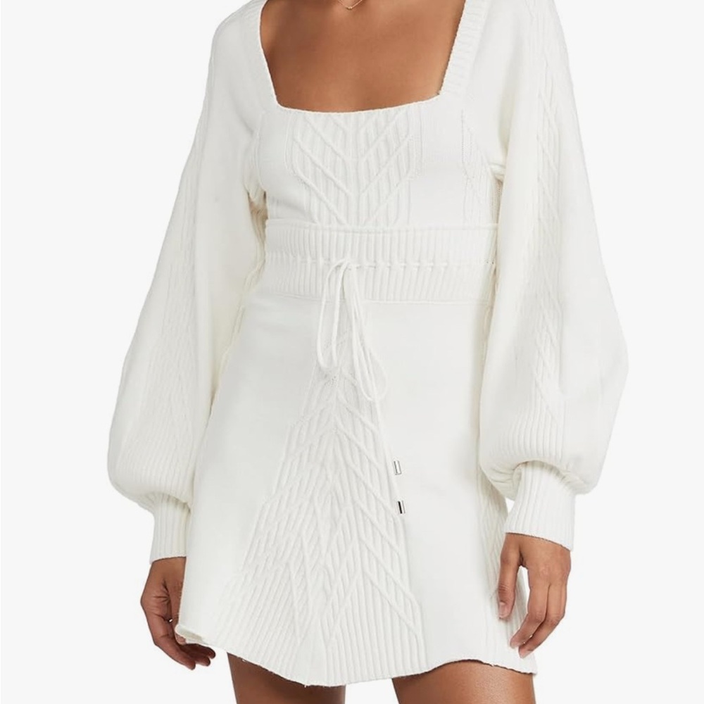 Free People White Long Sleeve Knit Dress